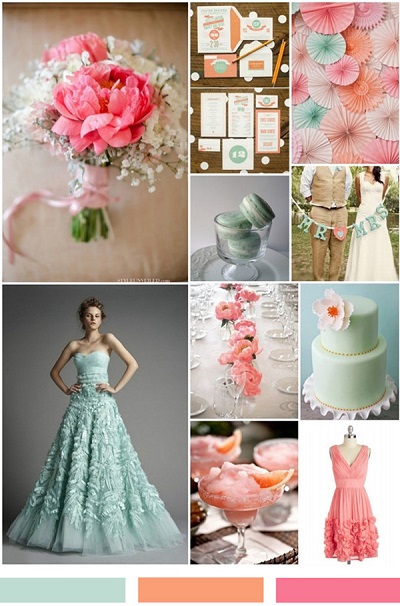 Мятный, розовый, коралловый в декоре свадьбы